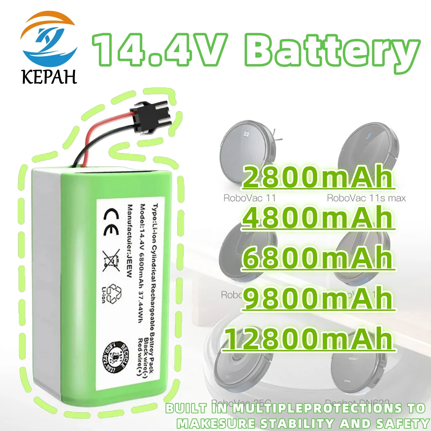 4S1P 18650 14.4V بطارية ليثيوم لون ل Cecotec Conga 1290 1390 1490 1590 مكنسة كهربائية Genio Deluxe 370 Gutrend Echo 520