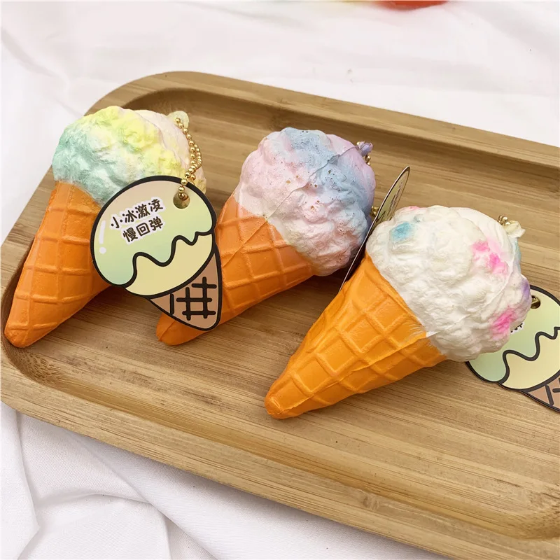 

Cute Simulated Colorful Ice Cream PU Slow Rebound Toys Creative Soft Pinch Music Fidget Toy Child Adult Decompression Toys