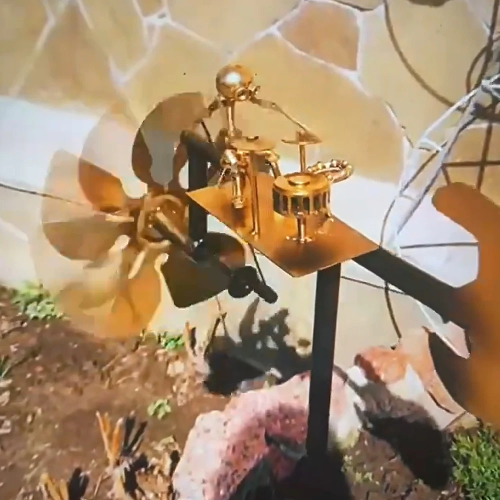 

Drummer Windmill Statue Multifunction Handmade Metal Percussionist Figurine Reusable Rockin Art Garden Decor for Friend Gifts
