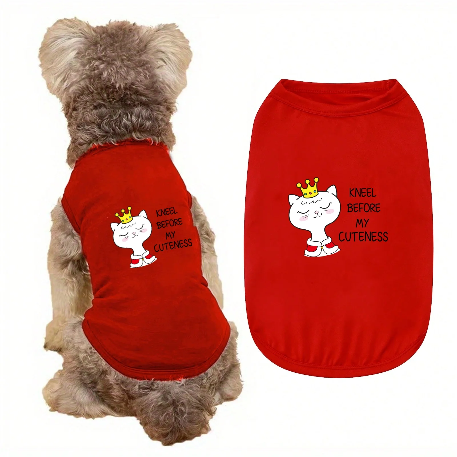 1pc Noble Cat Queen Printed Pet Tank Top, Four Seasons Universal Pet Sleeveless T-shirt