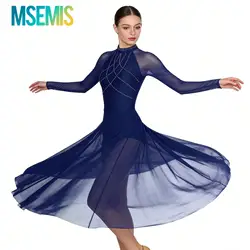 Womens Shiny Rhinestone Tight Body Figure Skating Overall Dress Gymnatics Ballet Lyrical Classical Contemporary Dance Costume