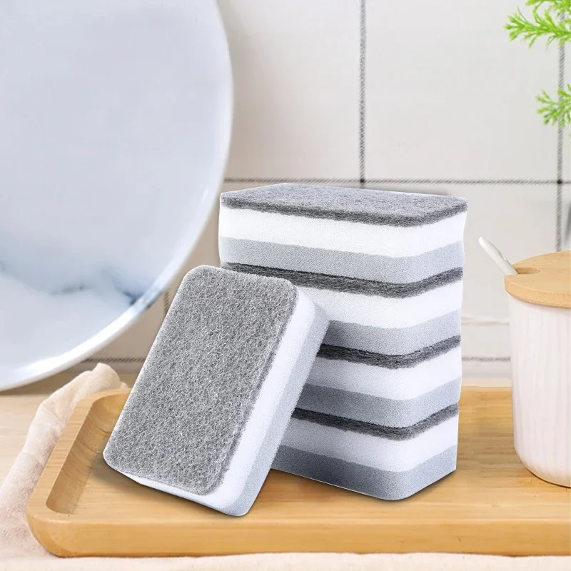 

5/10 pcs Double-sided Cleaning Sponges Pan Pot Dish-Washing Sponges Household Scouring Pad Kit Tools Kitchen Tableware Brush