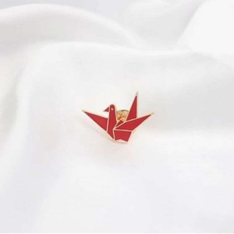 Paper Crane Brooch Bird Enamel Brooches Fashion Origami Animal Badge Pins For Women Girls Cute Jewelry Accessories Party Gift