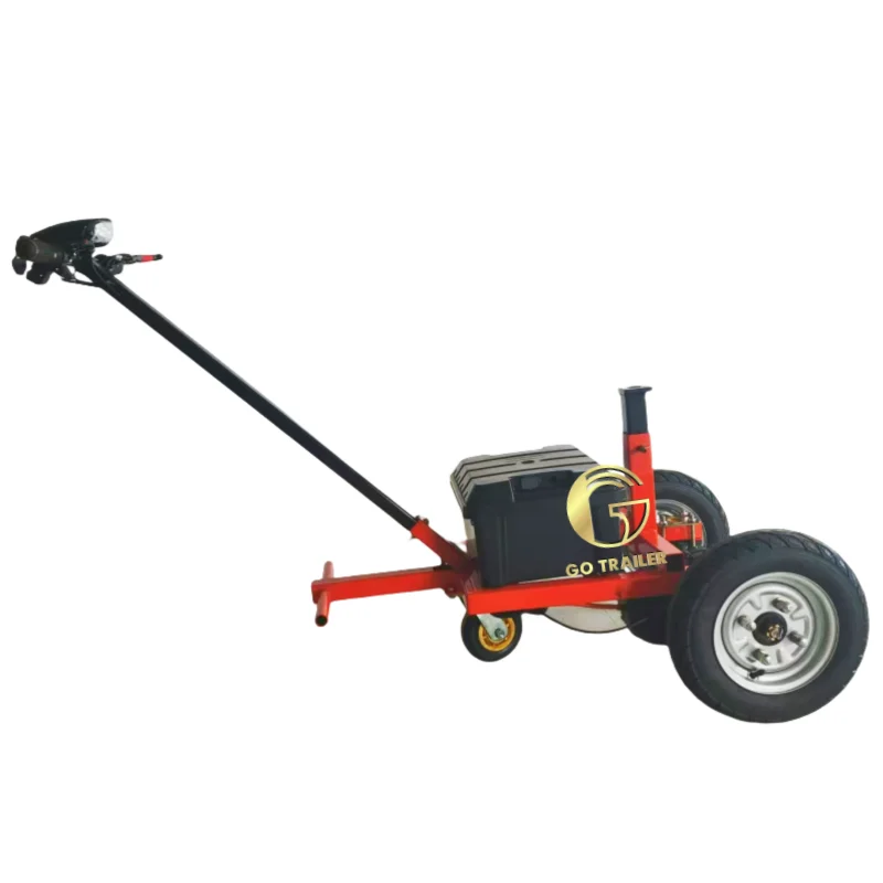 

Электрическая тележка для прицепа. Универсальная тележка для легкого вытягивания. В комплект входит 2 шарики сцепного устройства. Индивидуальная часть прицепа 48 В 7 Ач. Буксировочная тележка для прицепа.