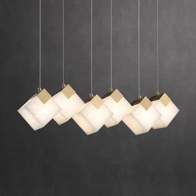 Marble all-copper chandelier, modern new Chinese-style simple atmosphere restaurant bar lamp designer creative tea room lamp