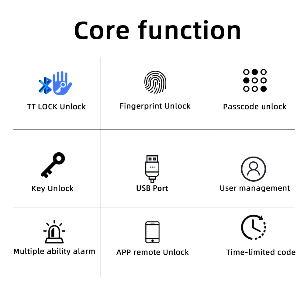 RAYKUpunM5 TT-Serrure de Porte Intelligente à Empreintes Digitales, Électronique avec Mot de Passe/Clé/TT, Mode de Déverrouillage pour Chambre à Coucher