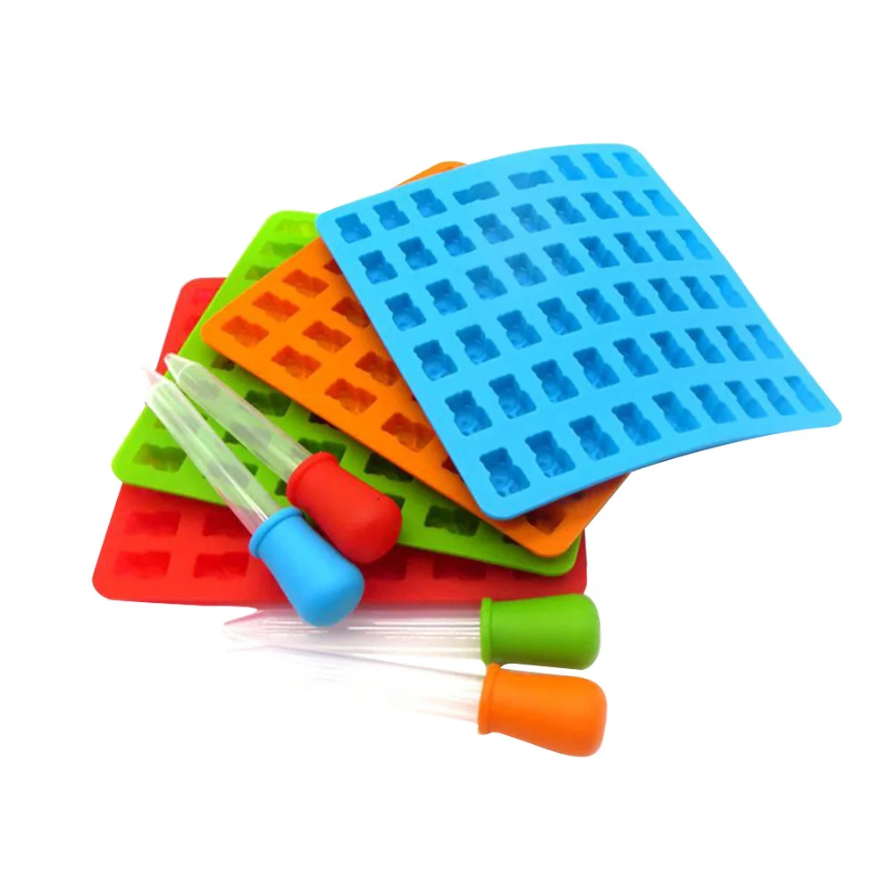 

4 Sets Bear Shaped Silicone Chocolate Molds for Candy Jelly Ice DIY Animal Tray Reusable Food Grade Easy Clean