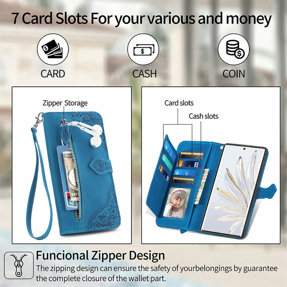 

Мульти7-карточный флип-чехол на молнии для Samsung Galaxy A70 A50 A40 A30 A20 A10, кожаный ремешок на запястье, откидной чехол-бумажник, принципиально