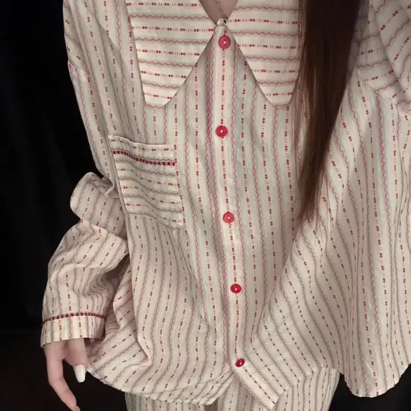 

Hot Women's Pajama Set Fashion Homewear Longsleeve Loungewear Lazy Grid Autumn Homewear Pj Set Minimalist Comfortable Breathable