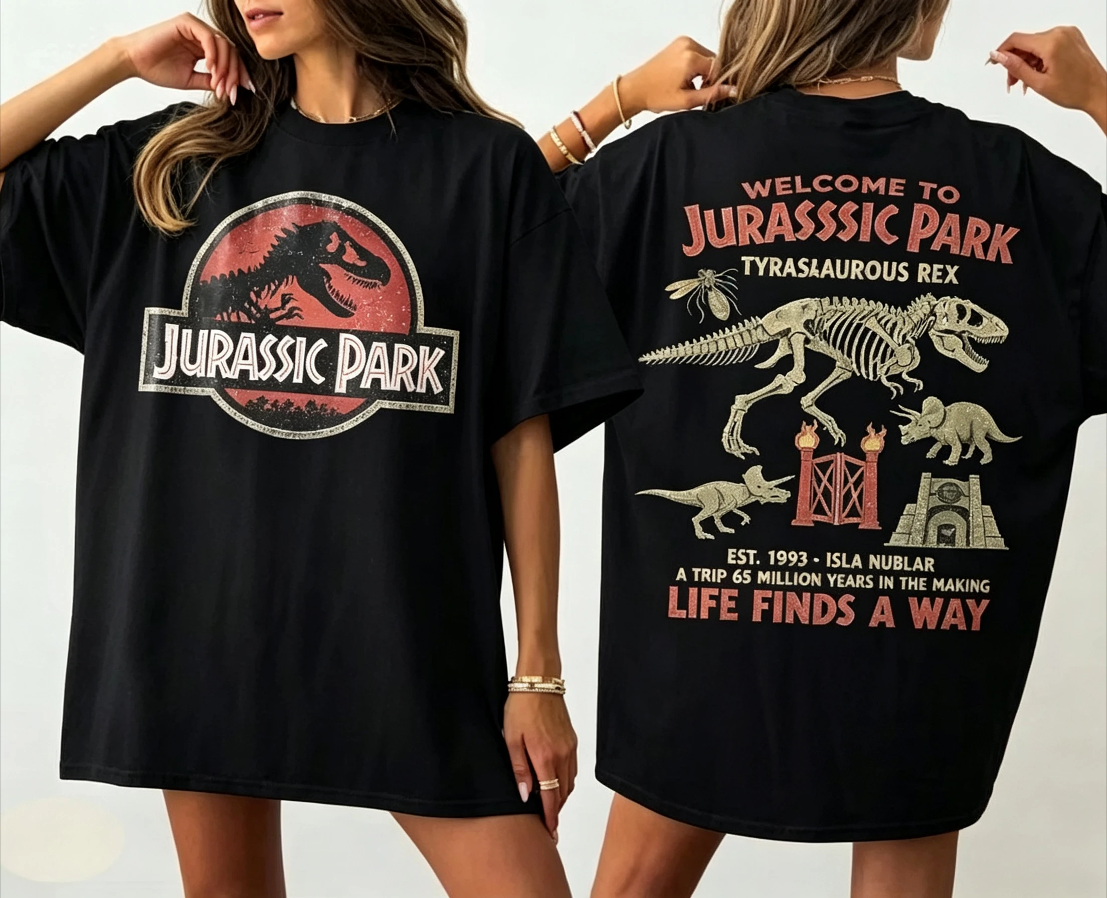 T-shirt unisexe rétro à col rond imprimé dinosaure et lettres, en coton doux et respirant, manches courtes, grandes tailles, collection été 2026
