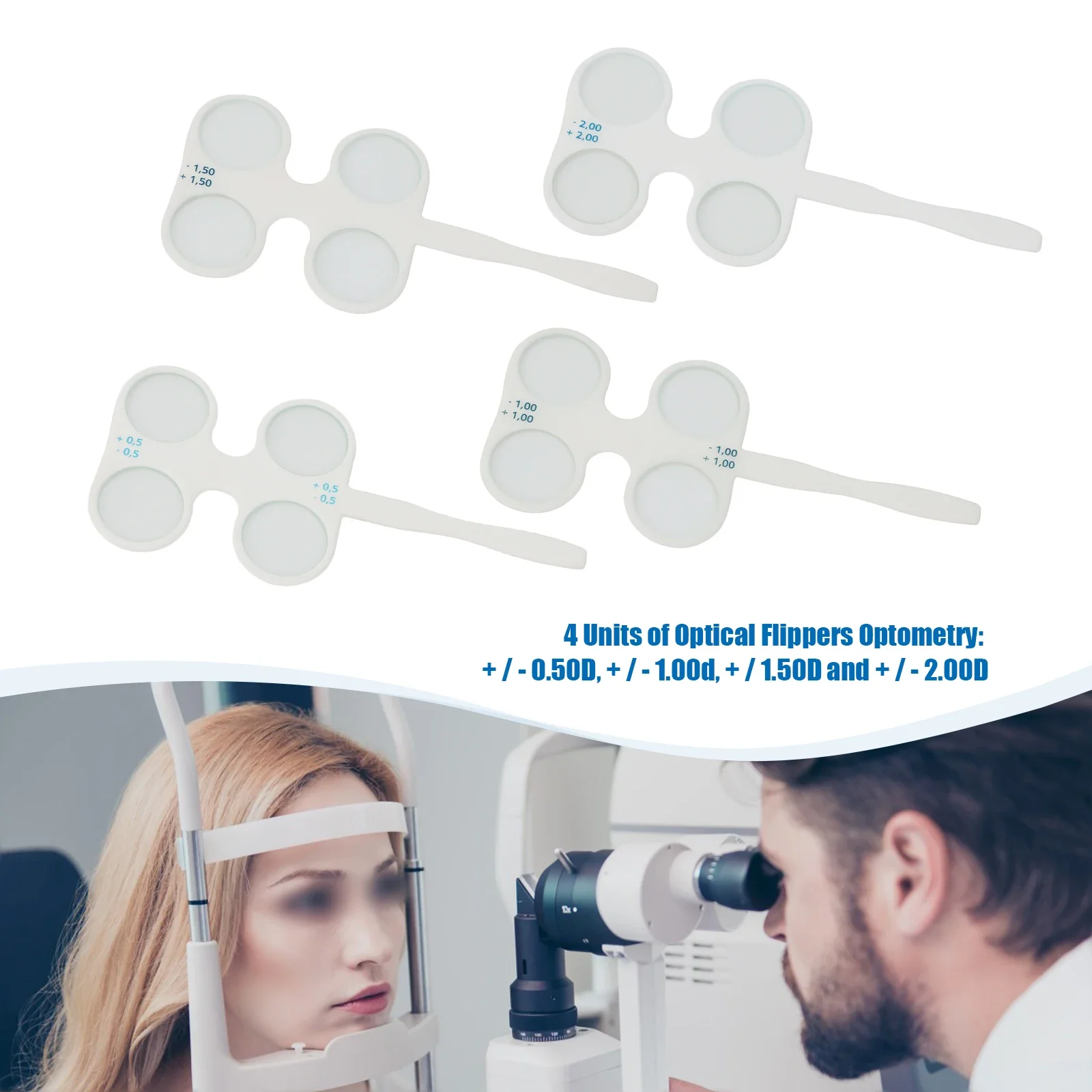

Professional Plastic Confirmation Flippers Set: 4 Units with Precise Lens Power , Ergonomic Design for Easy Use