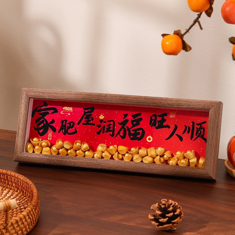 Wealth Blessing Display Piece | New Home Decor, Wood Feng Shui Ornament for Entryway and Living Room