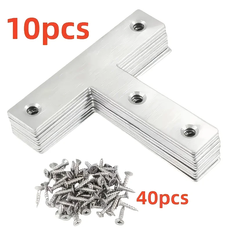 

50pcs T-Shaped Corner Code Furniture Repair Hardware Right Angle Bracket Fastener For Fixing Connecting Plate Woodworking tool