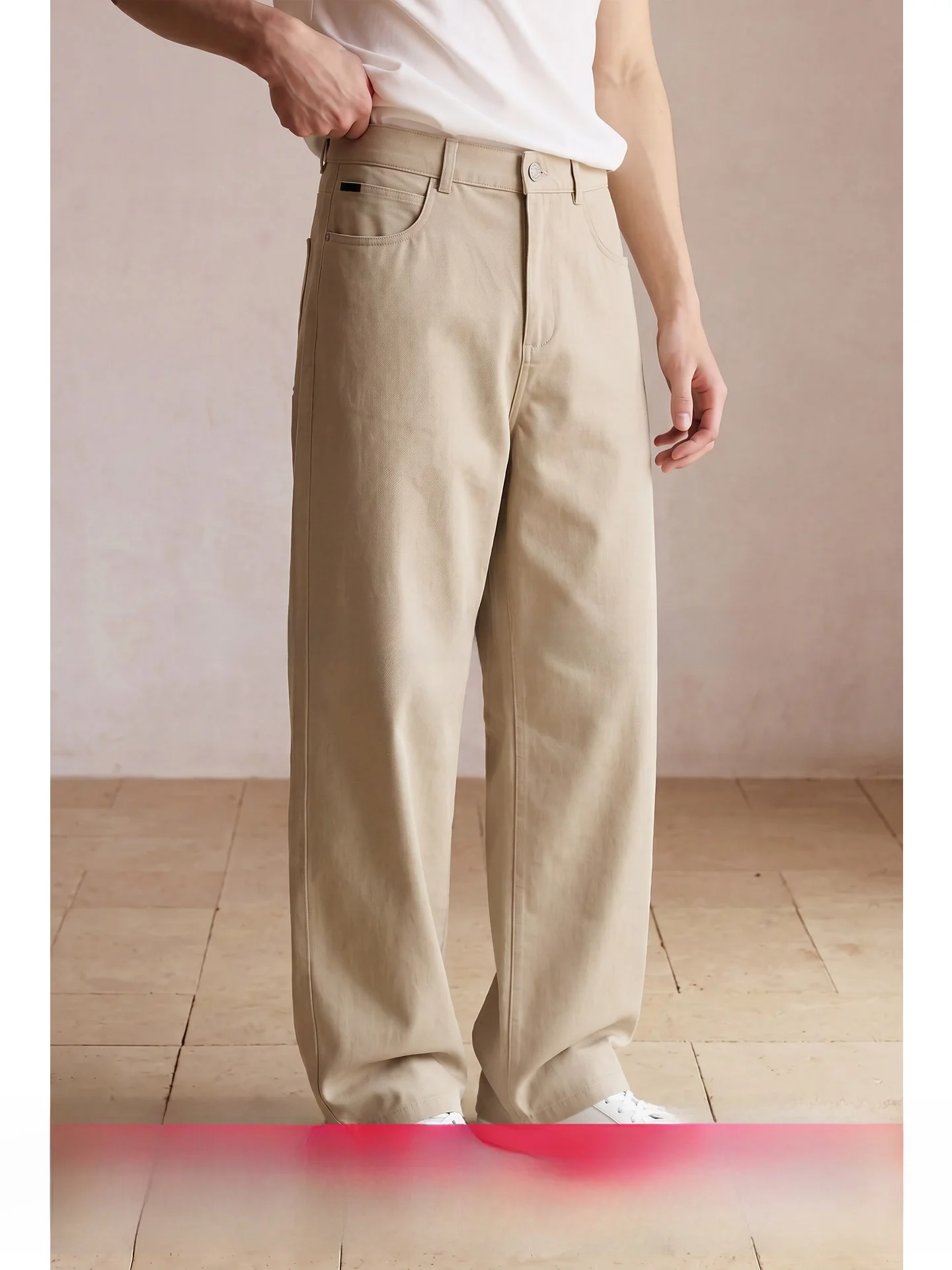Uader Men's Casual Straight Leg Trousers Breathable Comfortable Business Commuting Spring Autumn Loose Long Pants