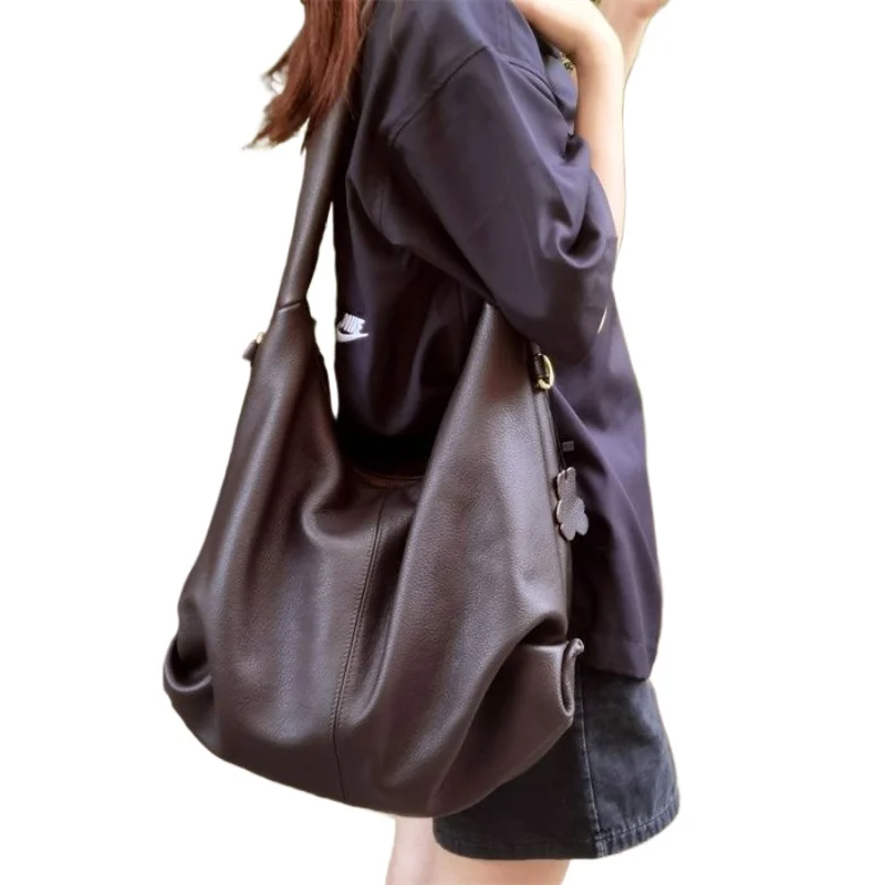 

Большая сумка в ленивом стиле, женская сумка, повседневная сумка через плечо большой вместимости, изысканная универсальность для поездок на работу, простая повседневная сумка