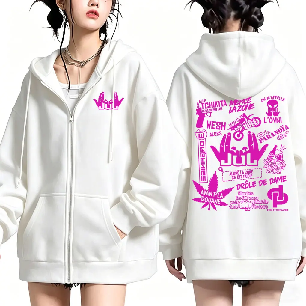 

Rapper Jul Zipper Hoodie Men's Women Clothing Fashion Hip Hop Zip Up Jacket Male Fleece Cotton Oversized Zip Up Sweatshirt Coat