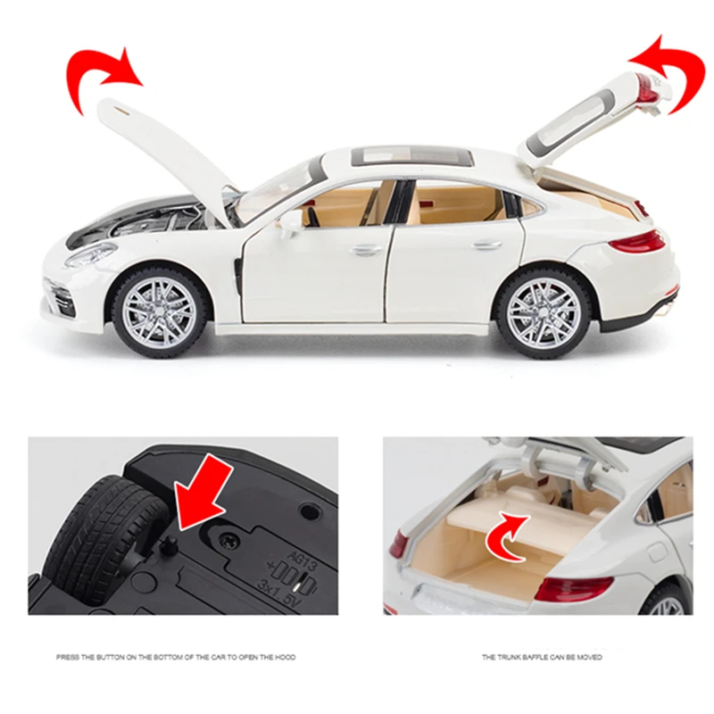 1:24 Porsches Panamera Coupe Legering Auto Model Diecast Voertuig Metalen Speelgoedauto Model Simulatie Collectie Geluid Licht Speelgoed Cadeau