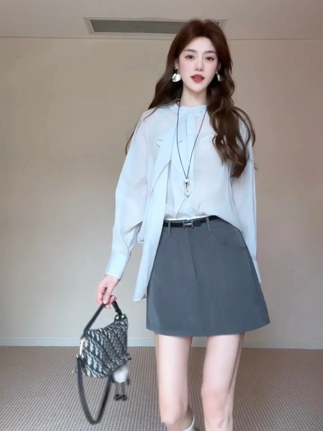 

Unique Beautiful Thin Sun Protection irt Women's Loose Spring Super Good Looking Gentle Wind Blouse Aosphere Sensation Sa