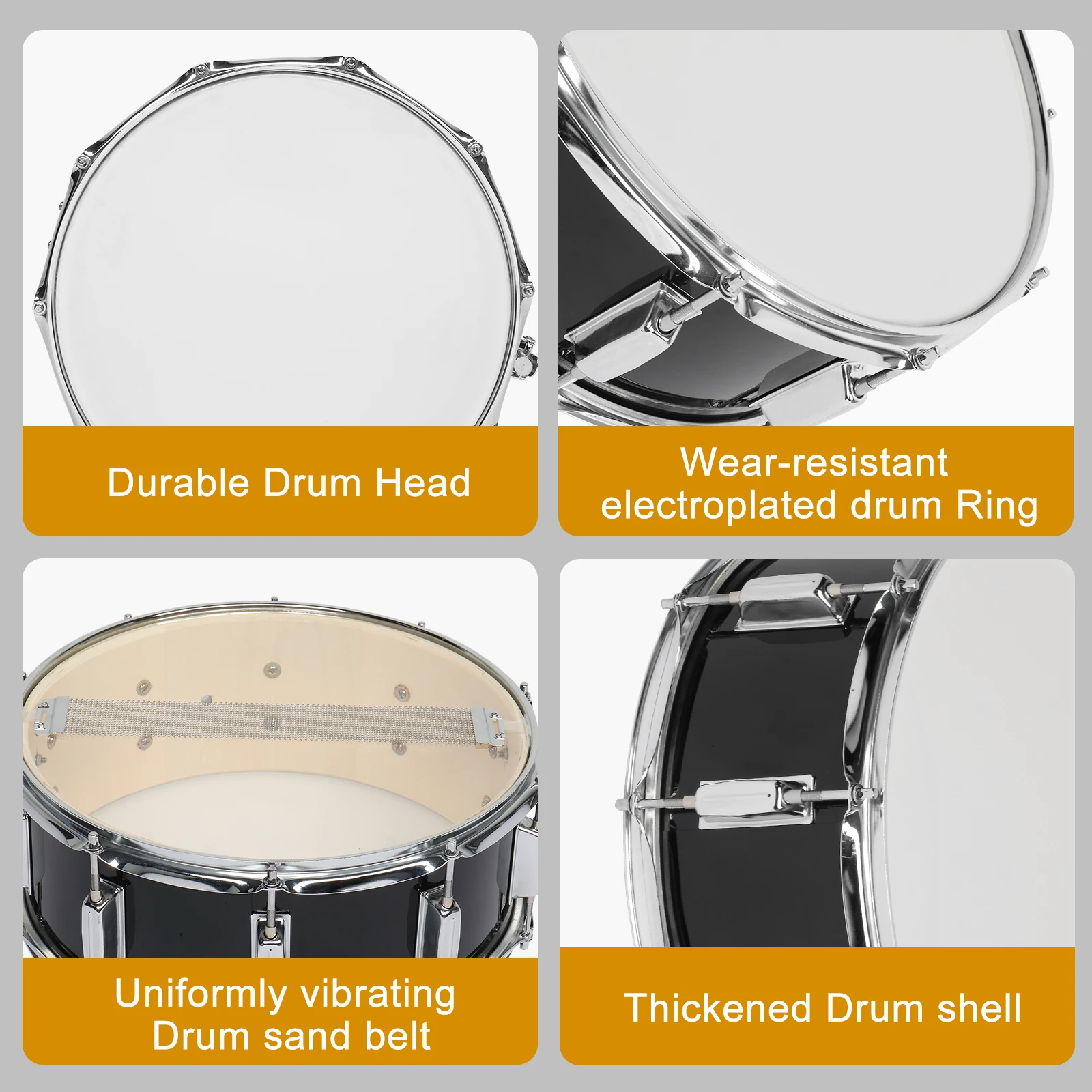 14 x 5.5in nástraha buben sada s drumstick držák, nástraha buben brašna, řemen, němý blok & buben tyčinka pro začátečník student černá