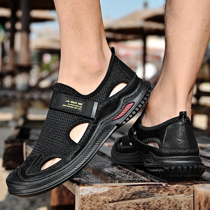 Sandalias transpirables para hombre, zapatos informales cómodos, a la moda, para la playa y el verano, novedad de 2023