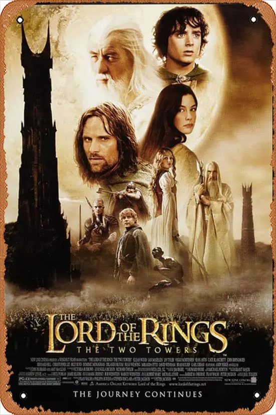 Retro Film Metal Sign the Rings: The Two Towers,Movie Sign,Art cute Sign Wall Decor Poster Home Bedroom Kitchen Bar Home