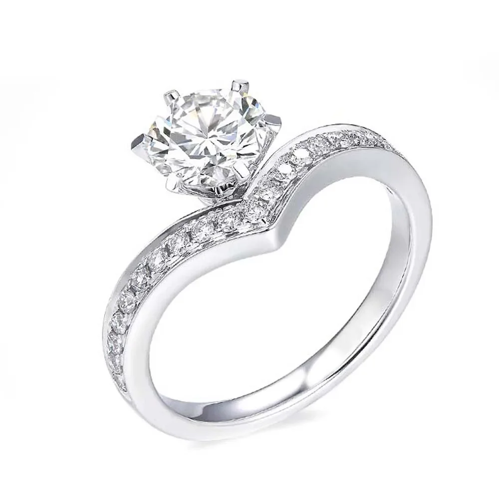 

kailixi Six claws Lab Diamond ring female women Artificial Diamond ring women married 18K gold white ring