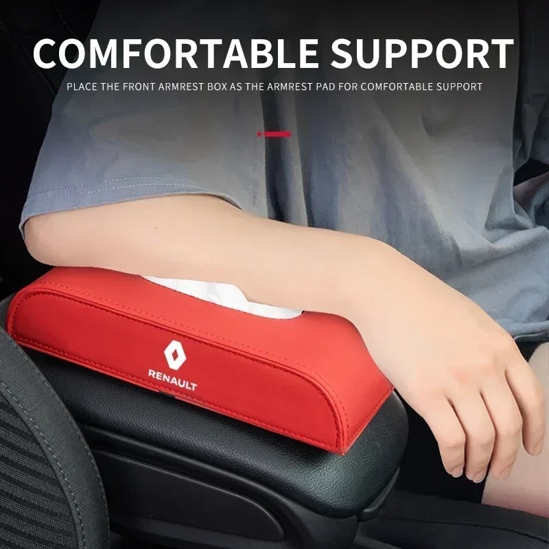 Car Tissue Box Leather Toilet Paper Holder Seat Back Tissue Organizer Bag For Renault QM6 Kardian Rafale Espace Kiger Twingo 2 3