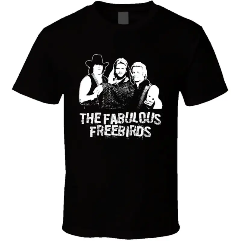 The Fabulous Freebirds T-Shirt: Retro Wrestling Legends ,Graphic Short Sleeve Crew Neck Cotton T-Shirt