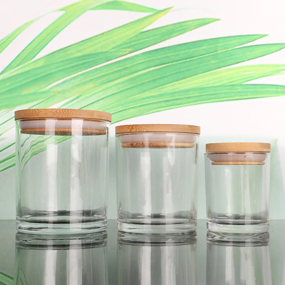 

5 set Glass Jars With Bamboo Lids Aromatherapy Scented Tins For Diy Making Wax Containers For Spices Storage Gift