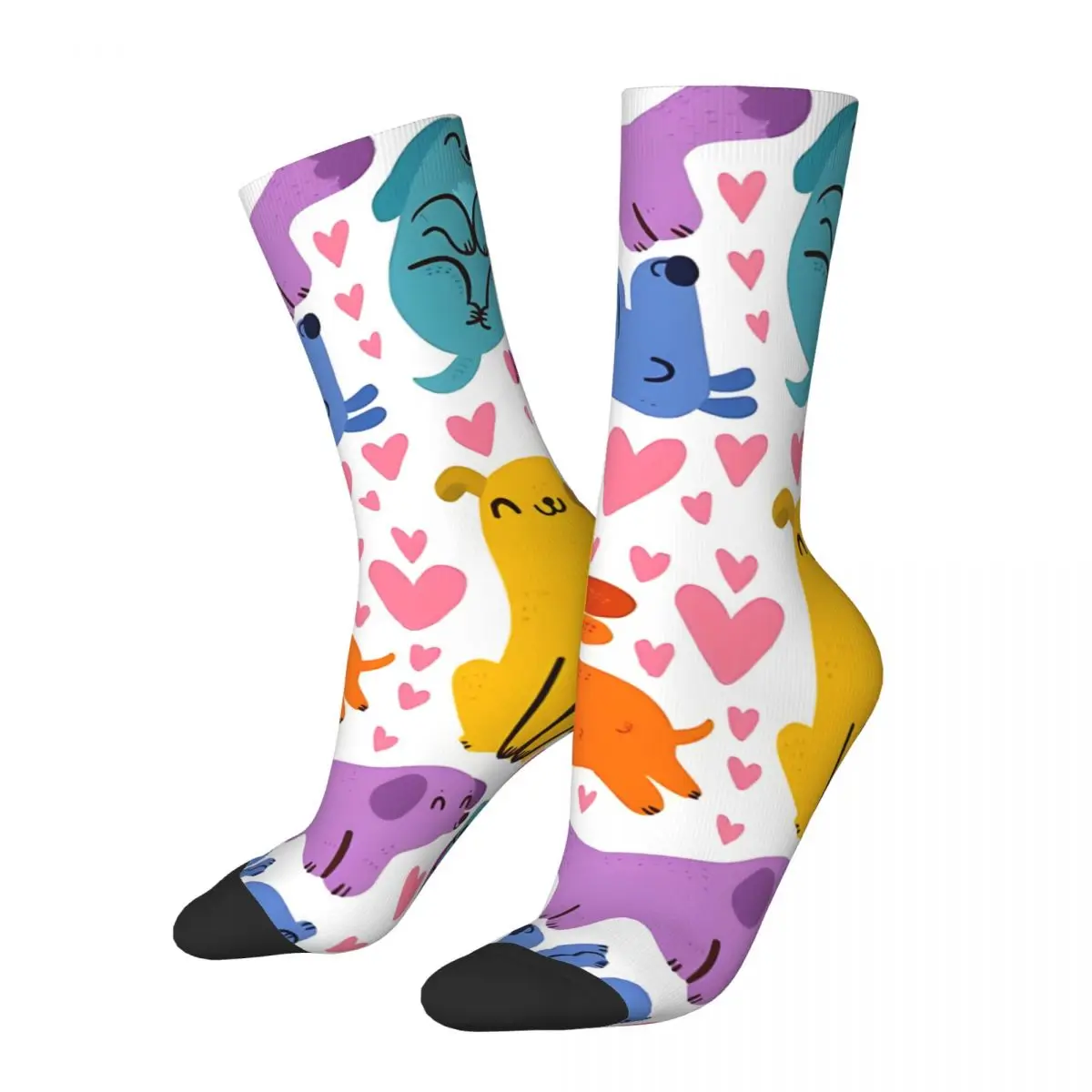 Colorful Dogs Men's Socks Retro Harajuku Street Style Novelty Seamless Crew Sock