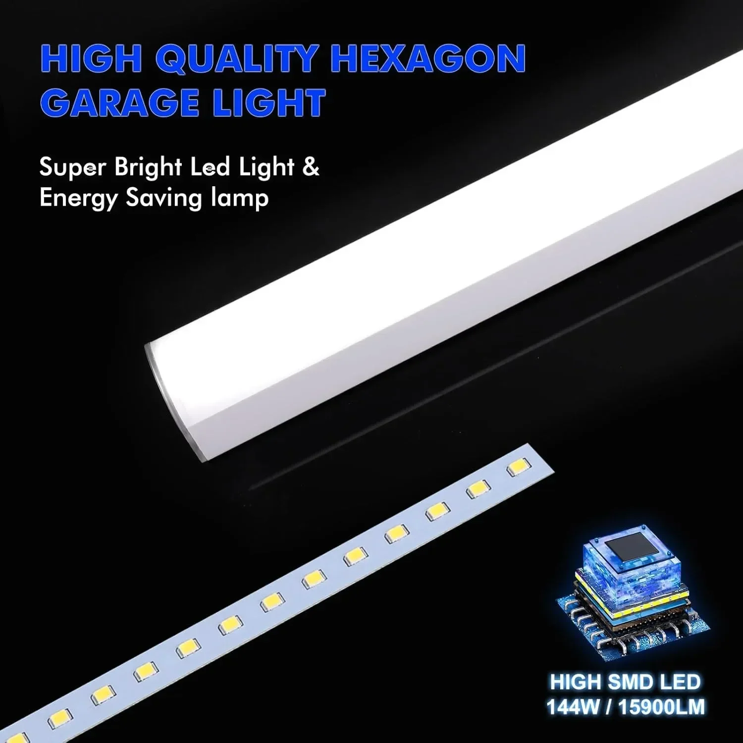 Hexagon Garage Lights Grids LED Ceiling Lamp 6500K Super Bright Honeycomb Lights Ceiling for Warehouse Car Shop Exhibition Hall