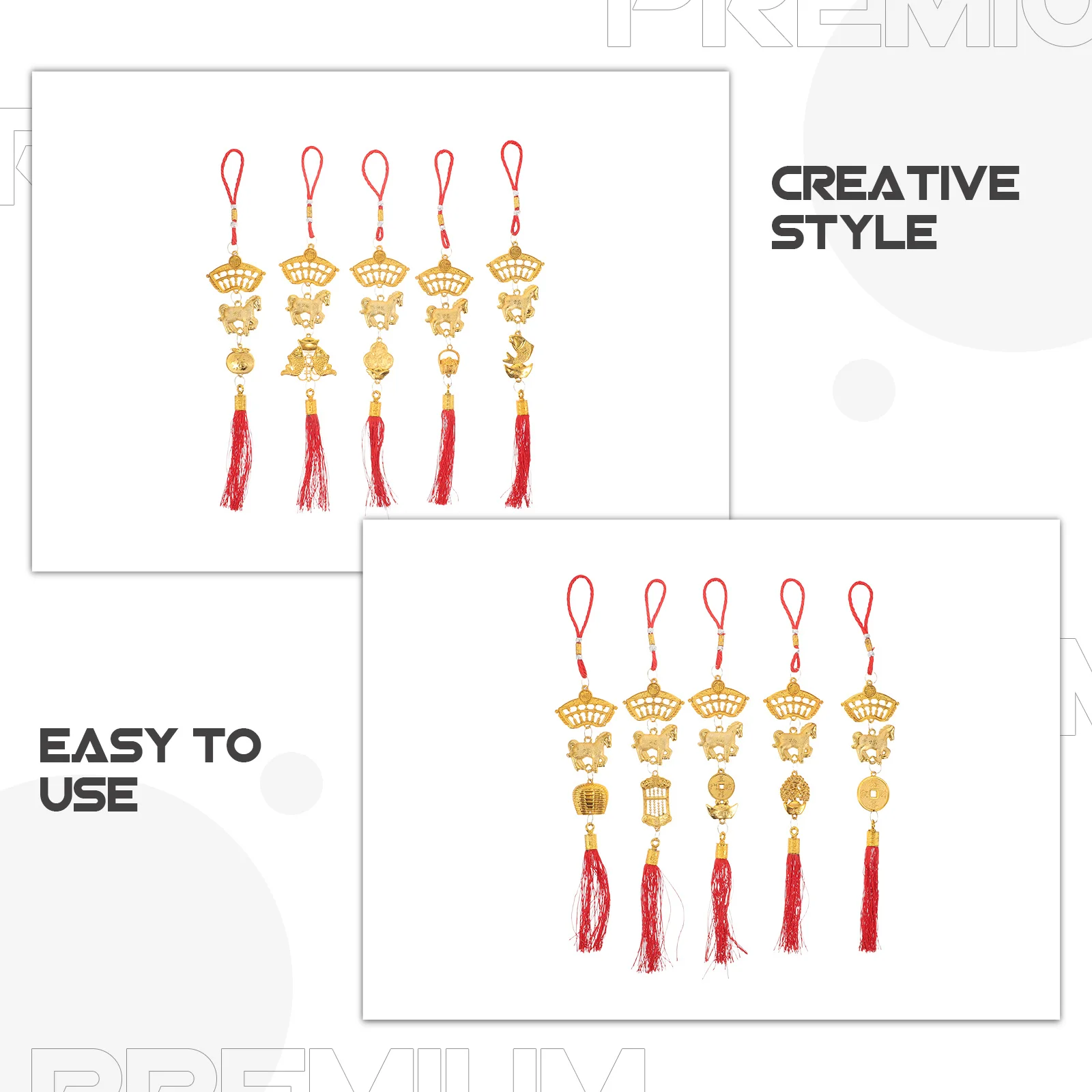 10 個の馬年ペンダント装飾、赤いチャーム付き、風水車内ツリー装飾、春祭りギフト 2026