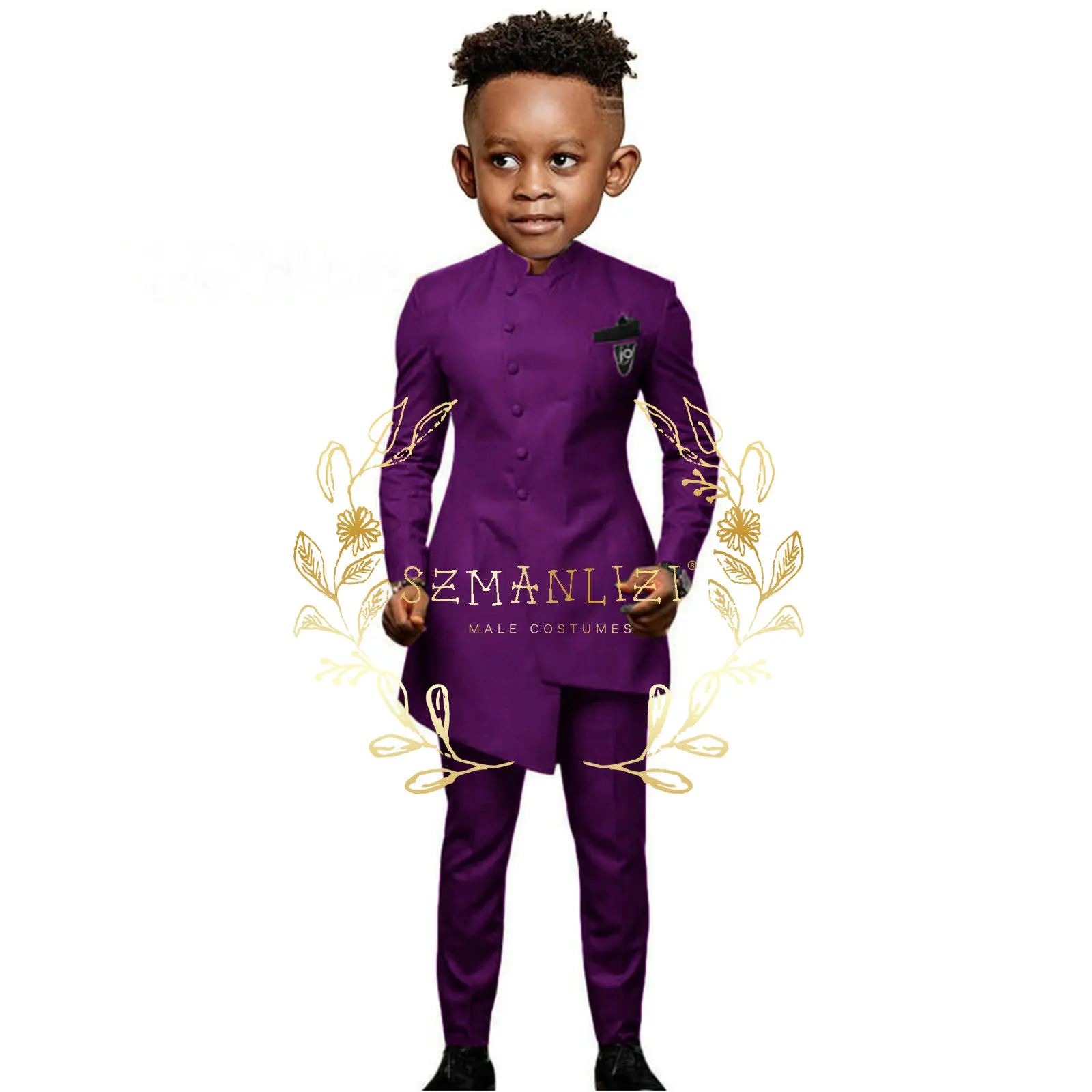 White African Design Boys Suits Set For Wedding Formal Tuxedo Kids Costume Piano Performance Children Tailor Made Top Qulity