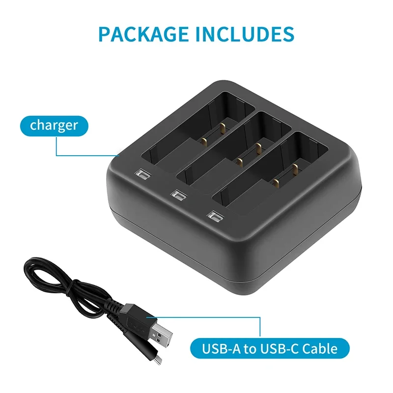 3 in 1 DJI Action 3 Battery charger USB Fast Charging Hub Type-c 5V3A Input For DJI OSMO Action 3 Camera Accessories