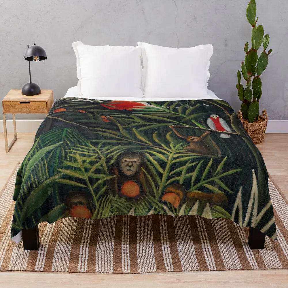 Henri Rousseau Artwork jungle Throw Blanket valentine gift ideas Soft Plaid Hair Decorative Sofas Blankets