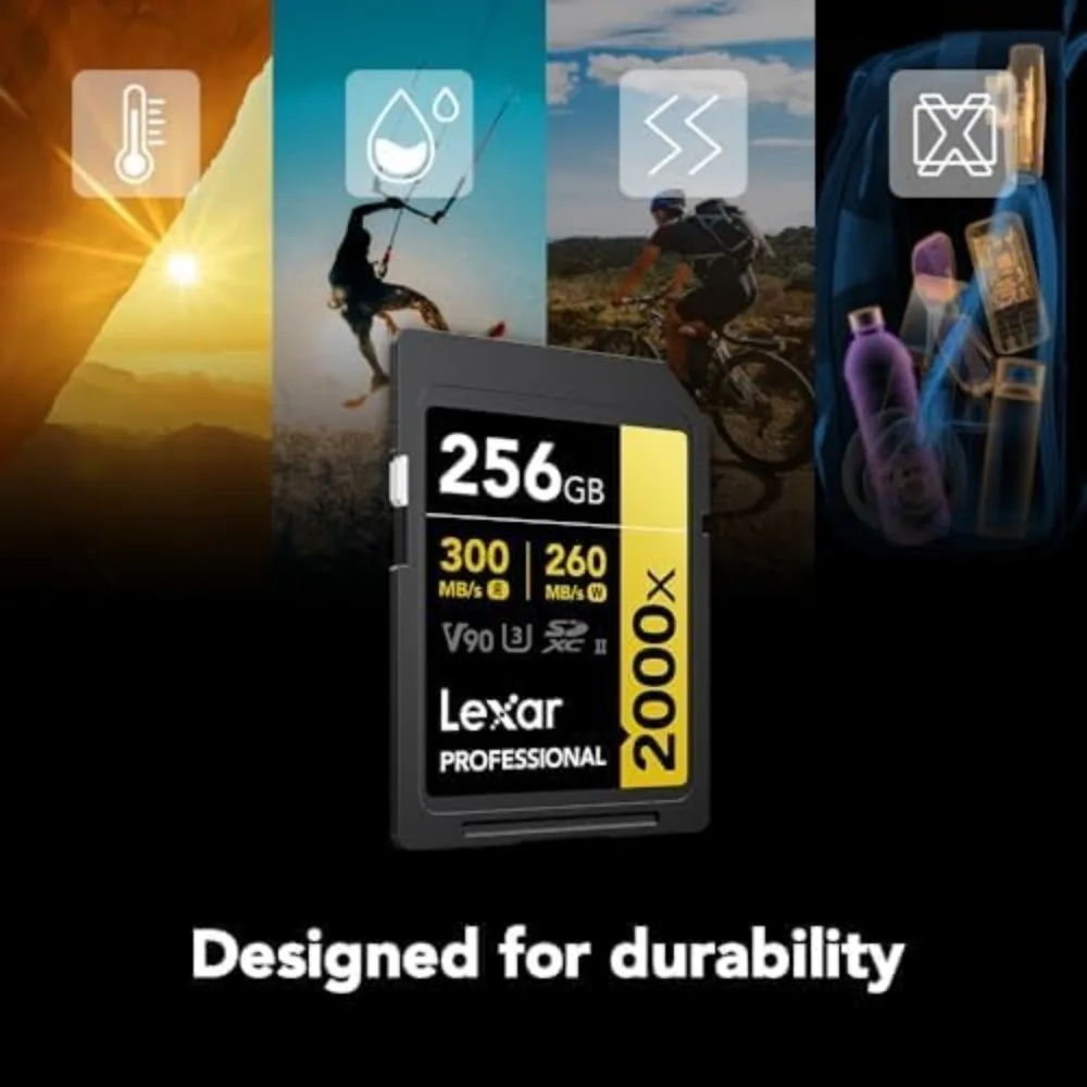 256GB Professional SD Card, UHS-II, C10, U3, V90, HD & 8K, Up to 300MB/s Read Speed, Compatible with DSLR and Video Cameras - view 4