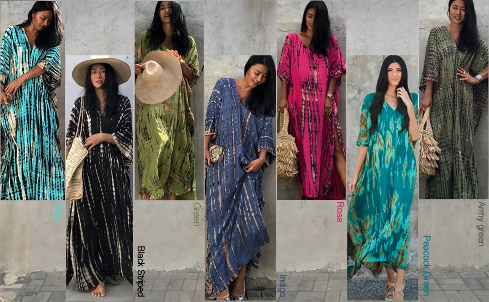 Plus Size Damen Beachwear Long Beach Coverups Kaftan Casual Kaftan Kleid Bademode Cover Ups – Detail 1