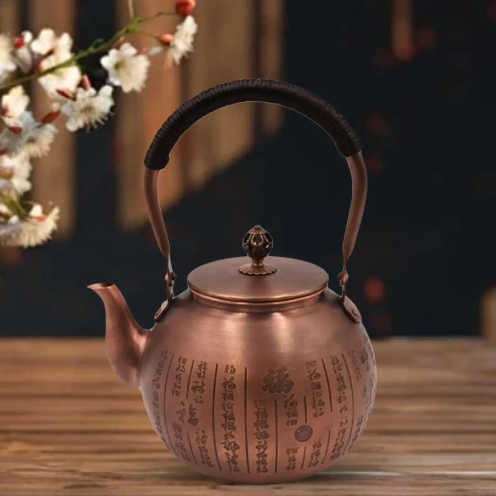 

Handmade Copper Kettle Chinese Traditional Teapot Tea Infuser Stovetop Teapot 1.2L for Hotel Restaurant Hiking Kitchen Household