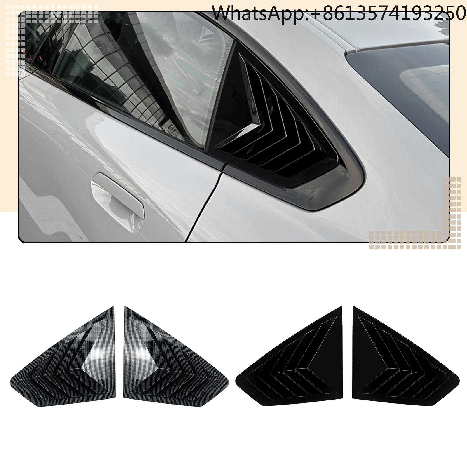 

Rear Side Window Louver Shutter Trim Cover Carbon Fiber Look/Gloss Black Car Tail Windshield Shield For BMW 2 Series F74 2025+