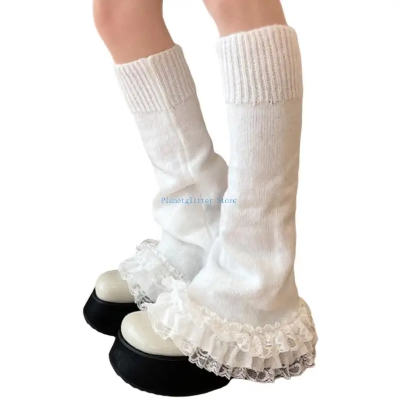 652B Urocze, falbankowe ocieplacze na nogi Dziane nakładki na buty Skarpetki na imprezę Cosplay