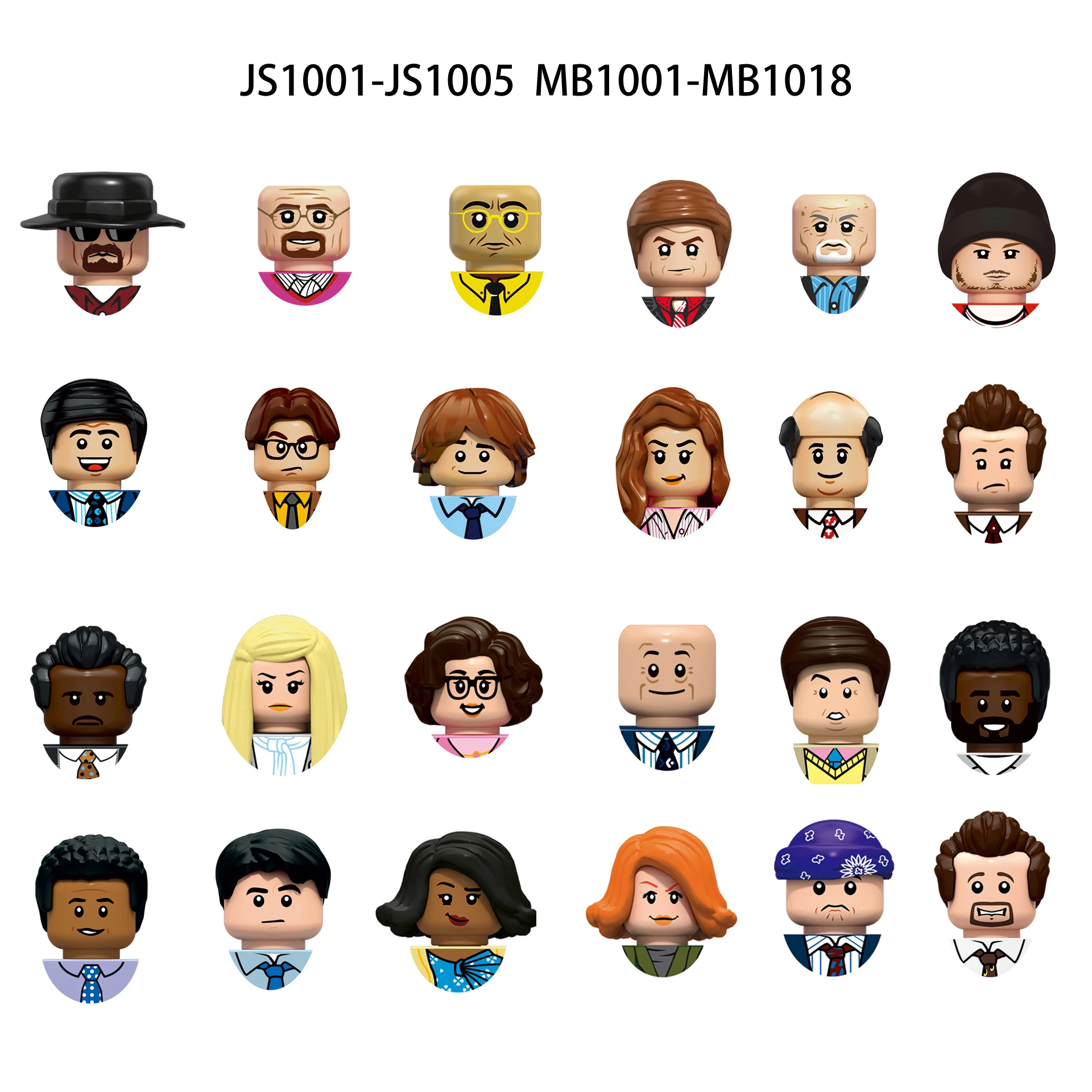 JS1001 MB1001 blocs de construction du personnel de bureau, travaux à assembler, briques, figurines de film, petites poupées, jouet cadeaux pour enfants