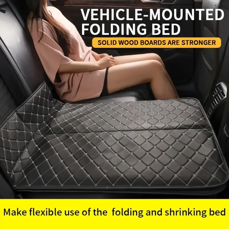 

Foldable Bed for Car Backseat – Faux Leather Travel Mattress, No Need for Inflation, Perfect for Comfortable Road Trips