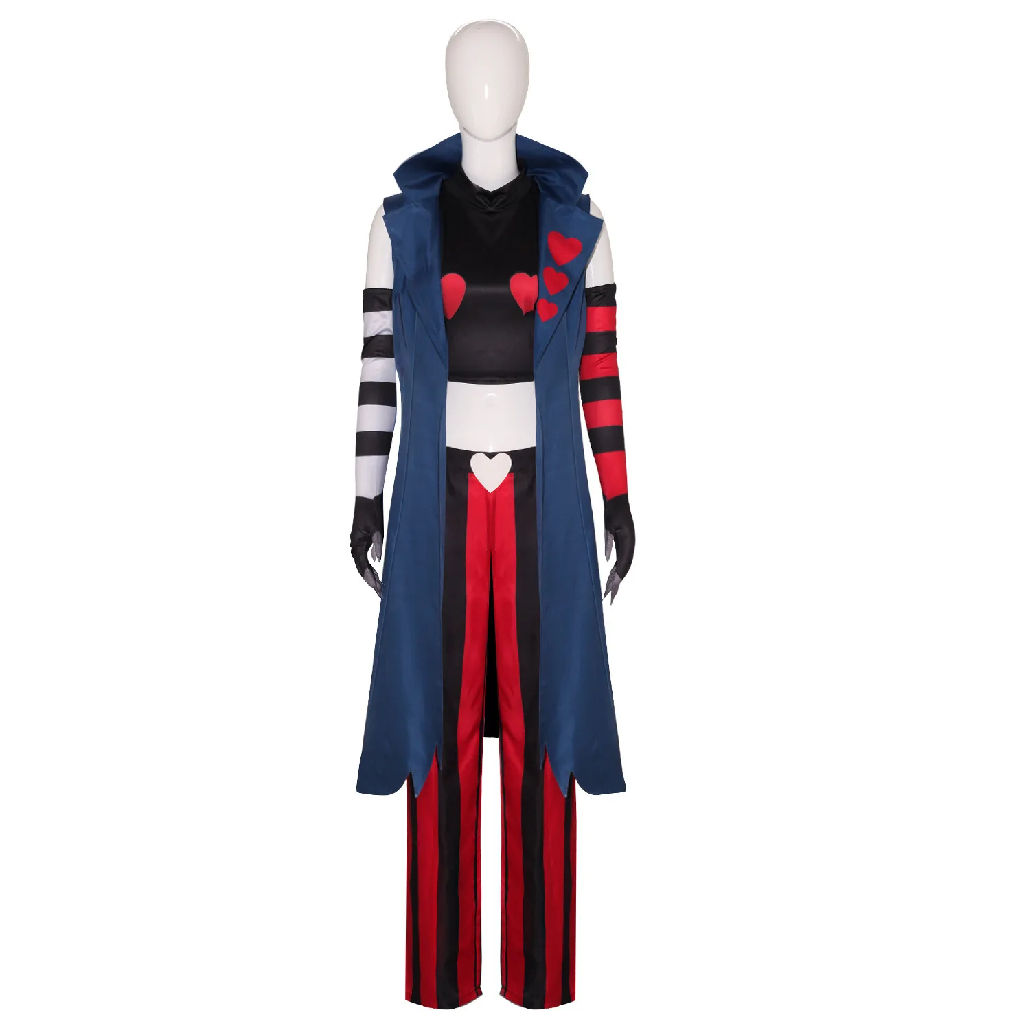 Anime Hazbin Cos Hotel Velvet Cosplay Halloween Velvette Costume Striated Sleeve Pants Girl Vest Hoodie Blue Trench for Women