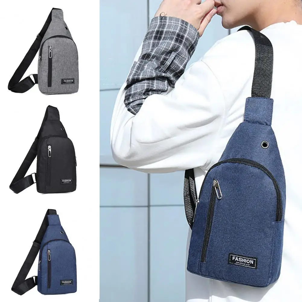 1Pc Durable Running Sling Bag with Adjustable Strap Fitness Chest Bag Waterproof Zipper Canvas Men's Chest Sling Bag for Outdoor