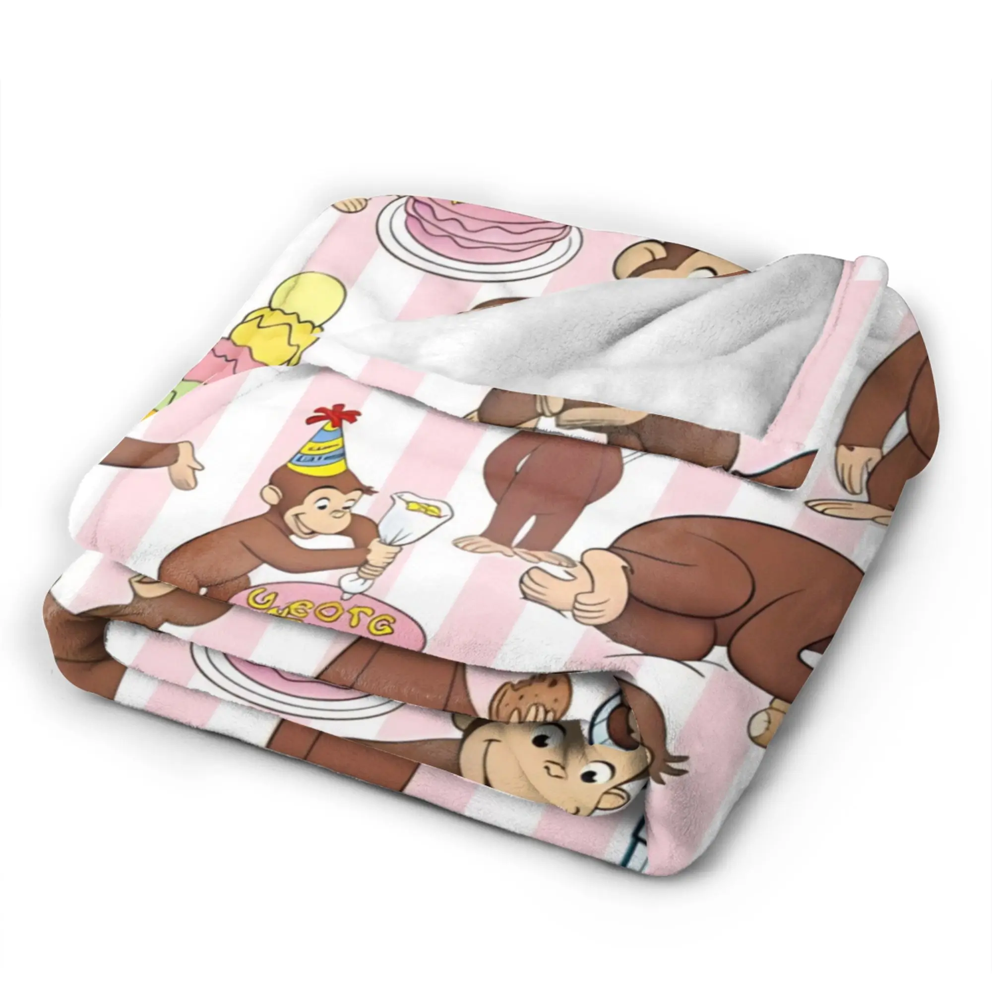 بطانيات جورج الغريبة بطانيات صوف القرد الناعمة المبتكرة لغطاء الخريف/الشتاء،