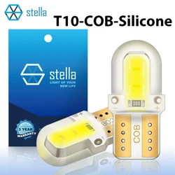 Stella 2pieces Silica Gel COB LED Bulbs T10 W5W 196 Silicone Waterproof 12V Car Led Interior Light Heat Resistance White Color