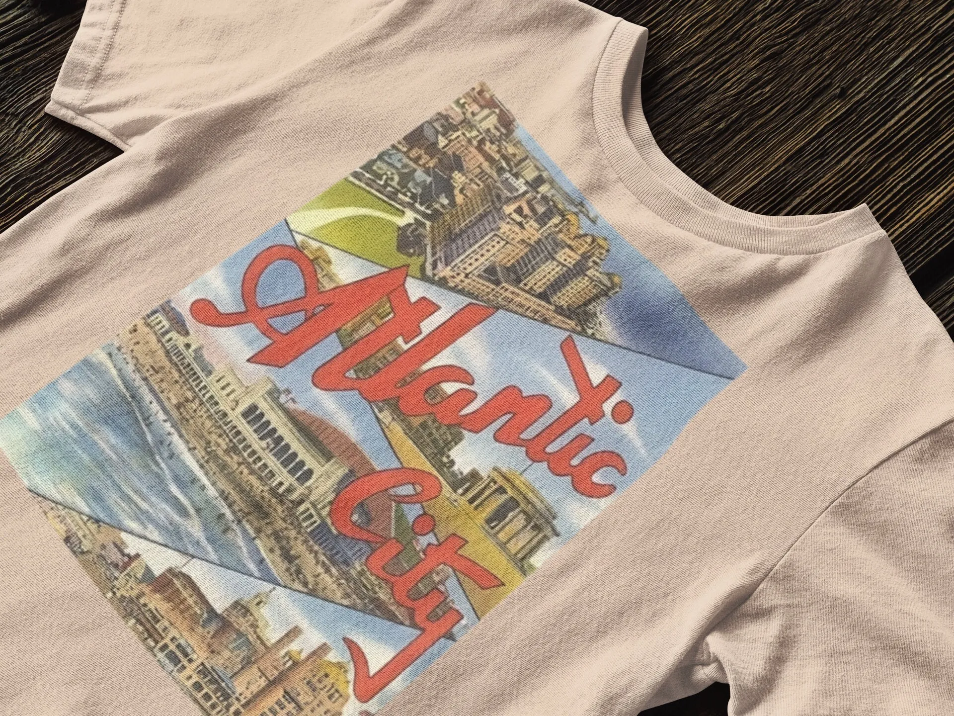 

Atlantic City T Shirt New Jersey Skyline Sweat 80'S Coast Top Vacation Preppy Clothes