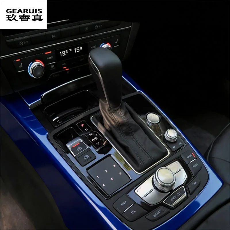 For Auid A6 C7 2012-2018 Car Center Console Gear Shift Panel Frame Decoration Gearshift Cover Trim Carbon Fiber Auto Accessories