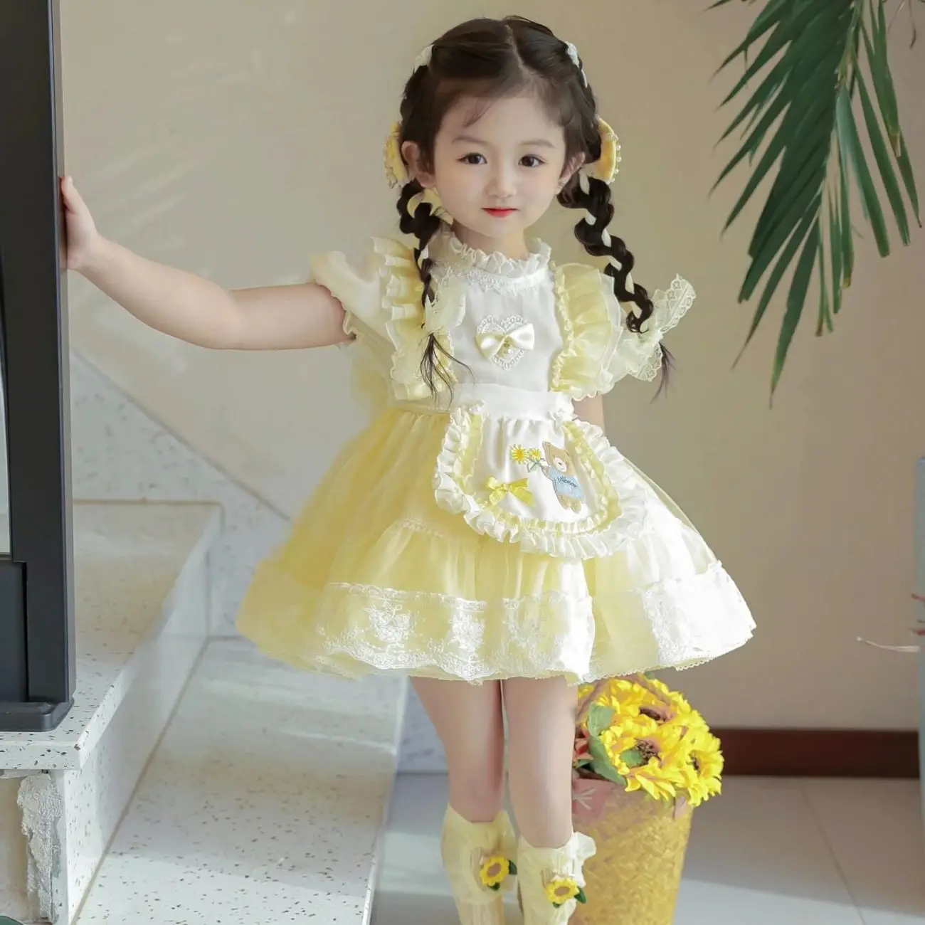 

Summer Girl Lolita Fluffy Dress Fashion New Children's Baby Birthday Dress Cute Princess Style Clothing for Little Girls