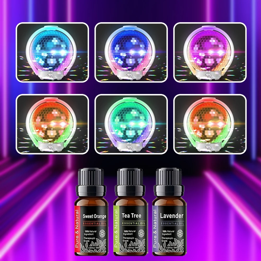 

Набор из 3 эфирных масел, 120 мл, лазерный шарик, диффузор для ароматерапии, 7 цветов, светодиодный тихий увлажнитель для расслабляющей атмосферы и облегчения настроения